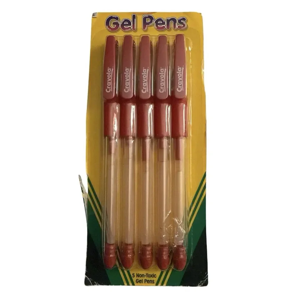 NOS Vintage 2003 Crayola Red Gel Pens Pack of 5